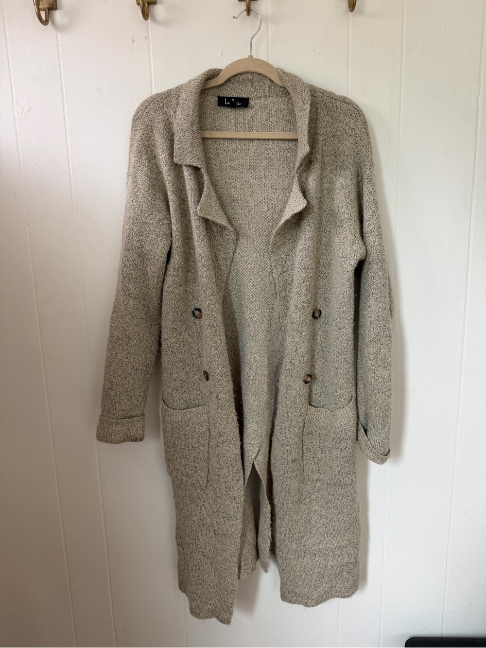 Lulus Cozy Long Open-Front Cardigan Sweater - Beige